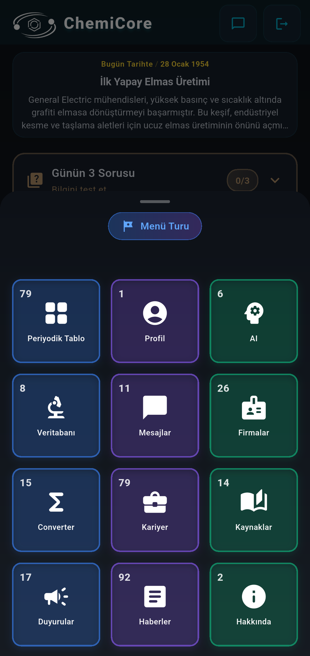 Menü Turu - Tüm Özellikler